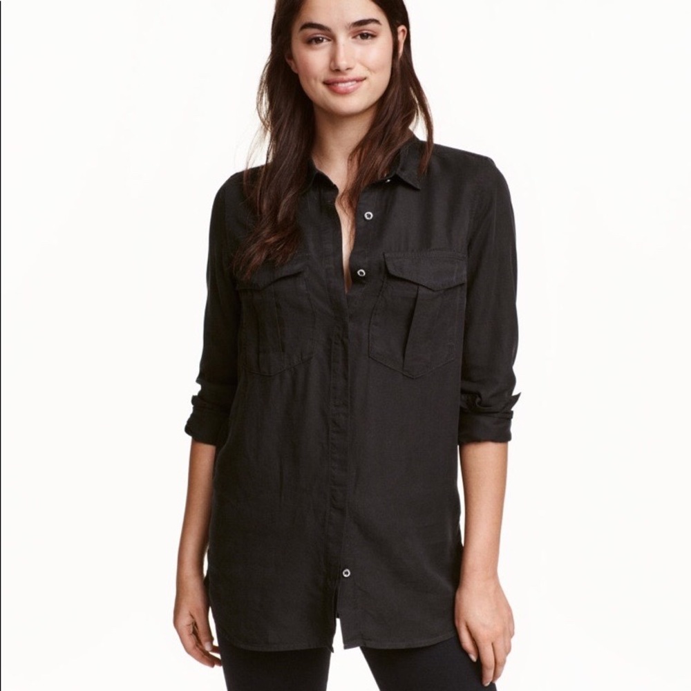 H&M Lyocell Utility Shirt Black